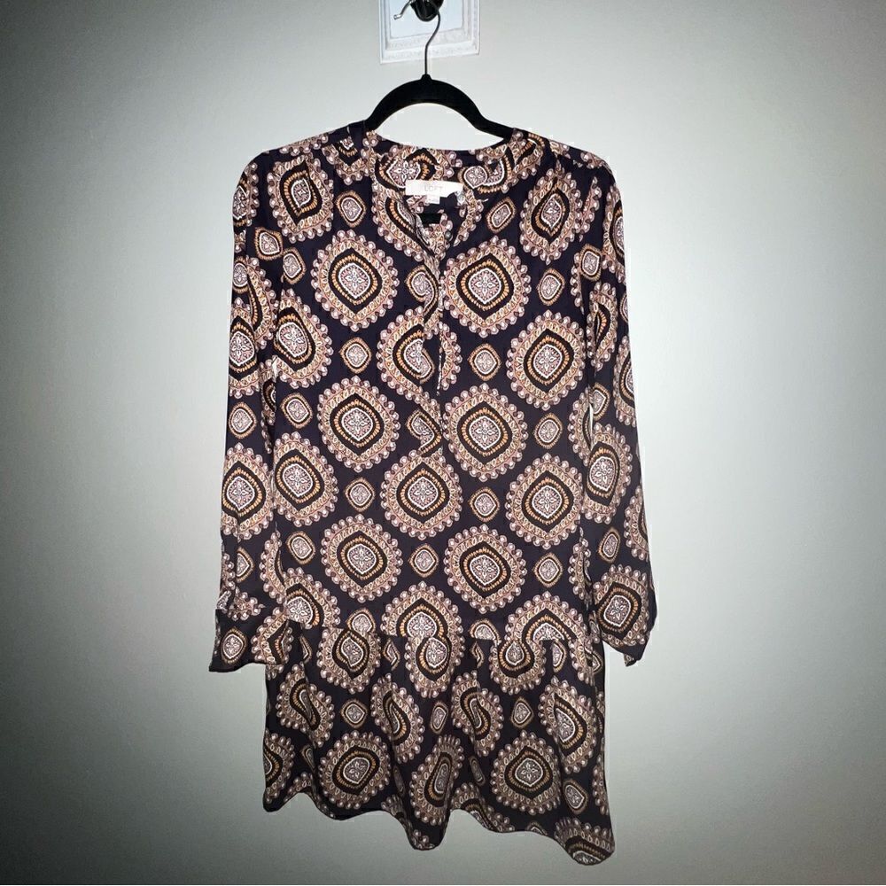 Loft Paisley Tunic Tiered Shirt Dress, Sz XS